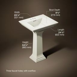 Kohler Memoirs Stately 25'' rectangular pedestal bathroom sink - Biscuit - image 3