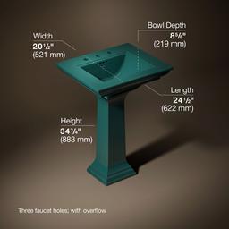 Kohler Memoirs Stately 25'' rectangular pedestal bathroom sink - Teal - image 3