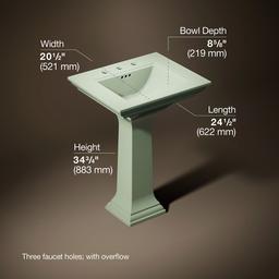Kohler Memoirs Stately 25'' rectangular pedestal bathroom sink - Aspen Green - image 3