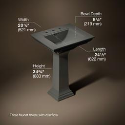 Kohler Memoirs Stately 25'' rectangular pedestal bathroom sink - Thunder Grey - image 3