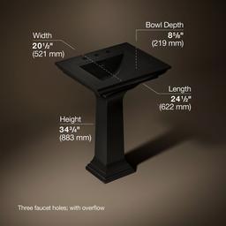 Kohler Memoirs Stately 25'' rectangular pedestal bathroom sink - Black - image 3