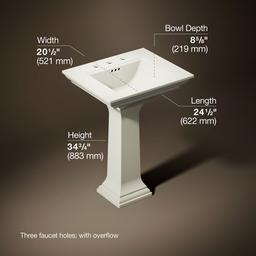 Kohler Memoirs Stately 25'' rectangular pedestal bathroom sink - Biscuit - image 3