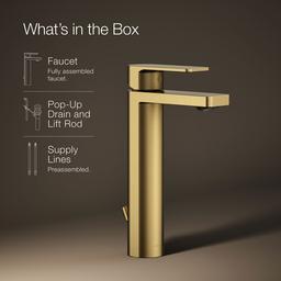 Kohler Parallel Tall single-handle bathroom sink faucet, 1.2 gpm - Vibrant Brushed Moderne Brass - image 2