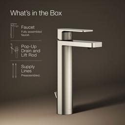 Kohler Parallel Tall single-handle bathroom sink faucet, 1.2 gpm - Vibrant Brushed Nickel - image 2