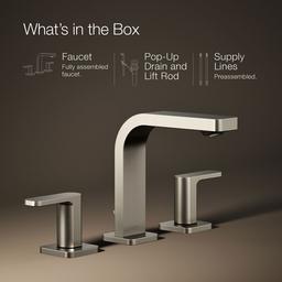 Kohler Parallel Widespread bathroom sink faucet, 1.2 gpm - Vibrant Brushed Nickel - image 2