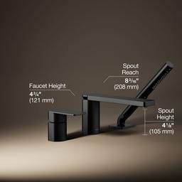 Kohler Parallel Deck-mount bath faucet with handshower - Matte Black - image 3