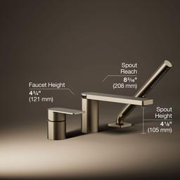 Kohler Parallel Deck-mount bath faucet with handshower - Vibrant Brushed Bronze - image 3