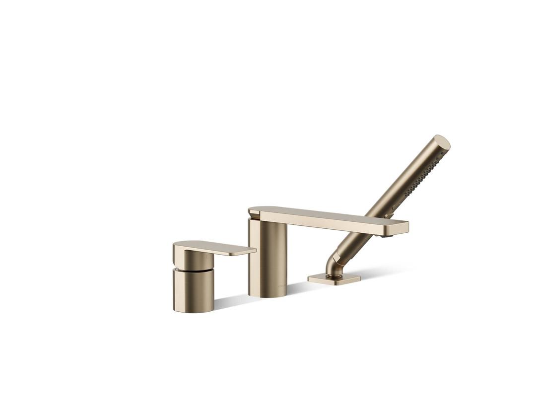 Kohler Parallel Deck-mount bath faucet with handshower - Vibrant Brushed Bronze by Kohler