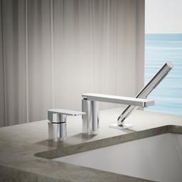 Kohler Parallel Deck-mount bath faucet with handshower - Polished Chrome - image 2