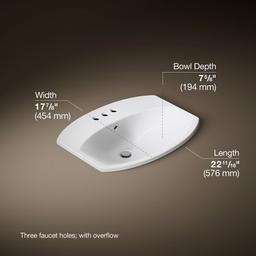 Kohler Cimarron 22-3/4'' rectangle drop-in bathroom sink - White - image 3