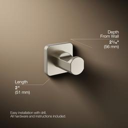 Kohler | Parallel | Robe Hook - Vibrant Brushed Nickel - image 3