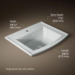 Archer 22-3/4'' rectangular drop-in bathroom sink - image 3