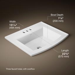 Archer 22-3/4'' rectangular drop-in bathroom sink - image 3