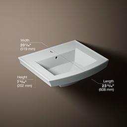 Archer 24'' rectangular pedestal bathroom sink - image 3