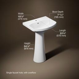 Kohler | Cimarron | Complete Pedestal Bathroom Sink - White - image 3