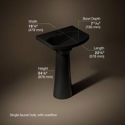 Kohler | Cimarron | Complete Pedestal Bathroom Sink - Black - image 3