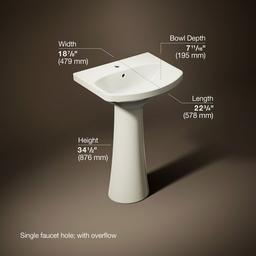 Kohler | Cimarron | Complete Pedestal Bathroom Sink - Biscuit - image 3