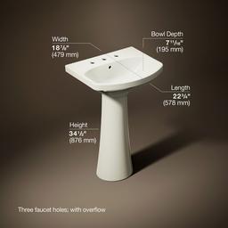 Kohler | Cimarron | Complete Pedestal Bathroom Sink - Biscuit - image 3