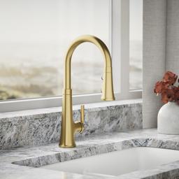 Kohler | Tone | Pull Down Kitchen Faucet - Vibrant Brushed Moderne Brass - image 2