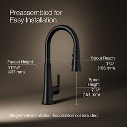 Kohler | Tone | Pull Down Kitchen Faucet - Matte Black - image 3