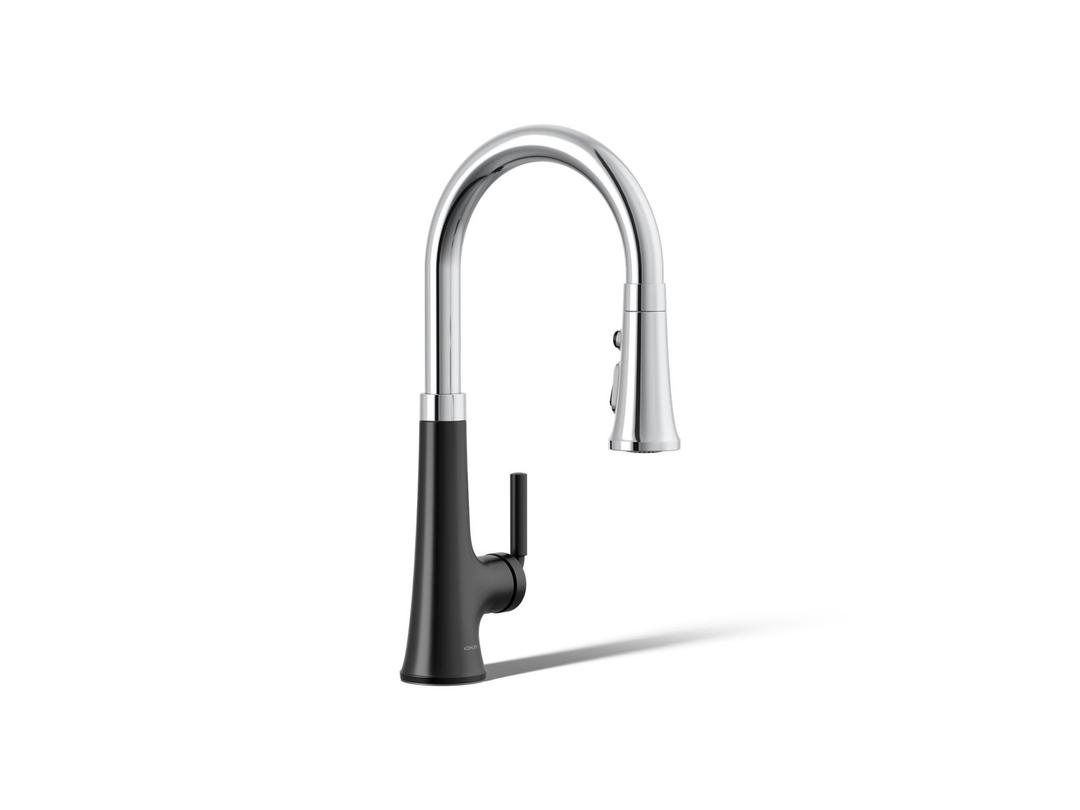 Kohler | Tone | Pull Down Kitchen Faucet - Polished Chrome With Matte Black by Kohler
