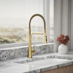 Kohler Tone Semi-professional pull-down kitchen sink faucet with three-function sprayhead - Vibrant Brushed Moderne Brass - image 2