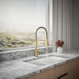 Kohler Tone Semi-professional pull-down kitchen sink faucet with three-function sprayhead - Vibrant Brushed Moderne Brass - image 4