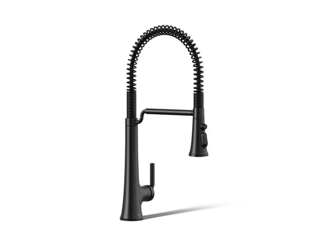 Kohler Tone Semi-professional pull-down kitchen sink faucet with three-function sprayhead - Matte Black
