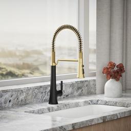 Kohler Tone Semi-professional pull-down kitchen sink faucet with three-function sprayhead - Matte Black With Brushed Moderne Brass - image 2