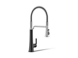 Kohler Tone Semi-professional pull-down kitchen sink faucet with three-function sprayhead - Polished Chrome With Matte Black - image 1