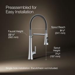 Kohler Tone Semi-professional pull-down kitchen sink faucet with three-function sprayhead - Polished Chrome - image 3