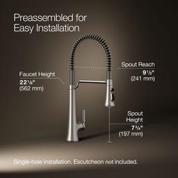 Kohler Tone Semi-professional pull-down kitchen sink faucet with three-function sprayhead - Vibrant Stainless - image 3