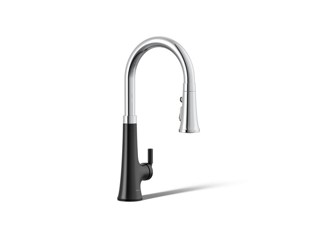 Kohler | Tone | Pull Down Kitchen Faucet - Polished Chrome With Matte Black by Kohler