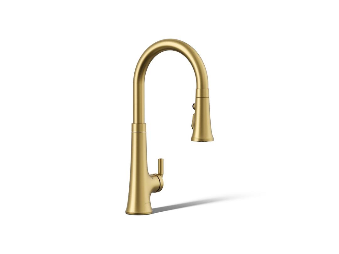 Kohler | Tone | Pull Down Kitchen Faucet - Vibrant Brushed Moderne Brass by Kohler