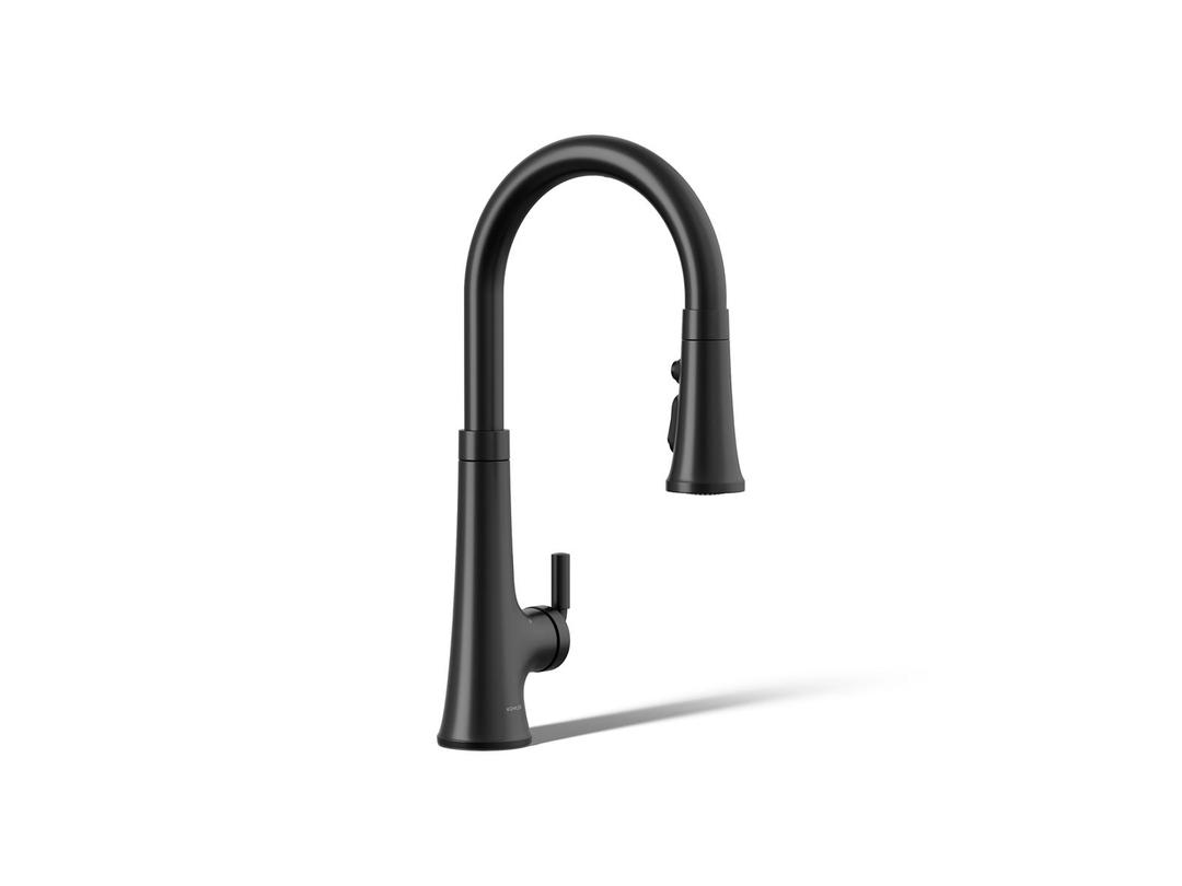Kohler Tone Touchless pull-down kitchen sink faucet with KOHLER KonnectE and three-function sprayhead - Matte Black by Kohler
