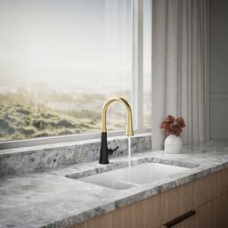 Kohler | Tone | Pull Down Kitchen Faucet - Matte Black With Brushed Moderne Brass - image 4