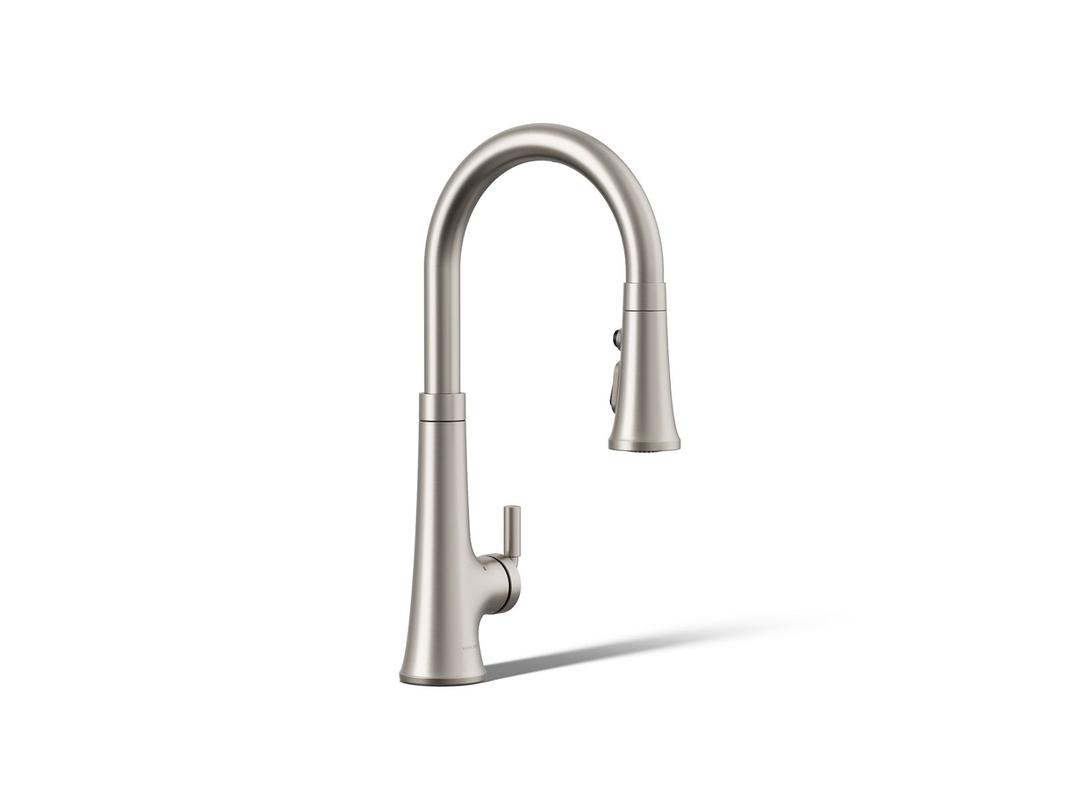 Kohler Tone Touchless pull-down kitchen sink faucet with KOHLER KonnectE and three-function sprayhead - Vibrant Stainless by Kohler