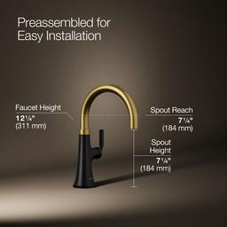 Kohler | Tone | Bar Sink Faucet - Matte Black With Brushed Moderne Brass - image 3