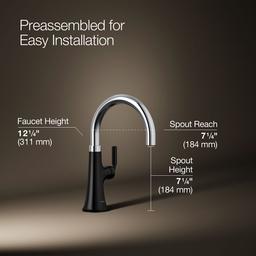 Kohler | Tone | Bar Sink Faucet - Polished Chrome With Matte Black - image 3