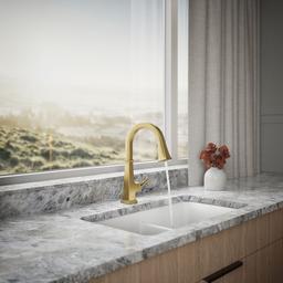 Kohler Riff Pull-down kitchen sink faucet with three-function sprayhead - Vibrant Brushed Moderne Brass - image 4