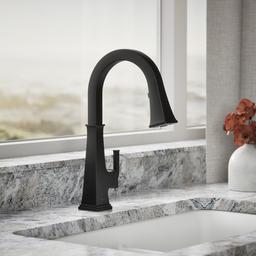 Kohler Riff Pull-down kitchen sink faucet with three-function sprayhead - Matte Black - image 2