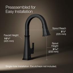 Kohler Riff Pull-down kitchen sink faucet with three-function sprayhead - Matte Black - image 3