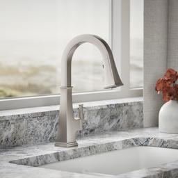 Kohler Riff Pull-down kitchen sink faucet with three-function sprayhead - Vibrant Stainless - image 2