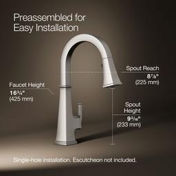 Kohler Riff Pull-down kitchen sink faucet with three-function sprayhead - Vibrant Stainless - image 3