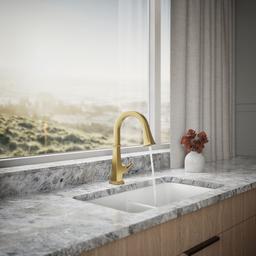 Kohler Riff Touchless pull-down kitchen sink faucet with three-function sprayhead - Vibrant Brushed Moderne Brass - image 4