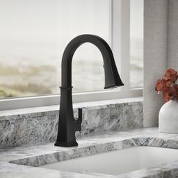 Kohler Riff Touchless pull-down kitchen sink faucet with three-function sprayhead - Matte Black - image 2