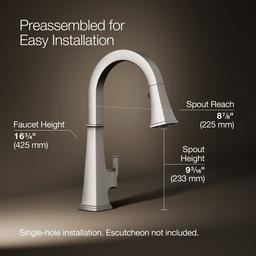 Kohler Riff Touchless pull-down kitchen sink faucet with three-function sprayhead - Vibrant Stainless - image 3