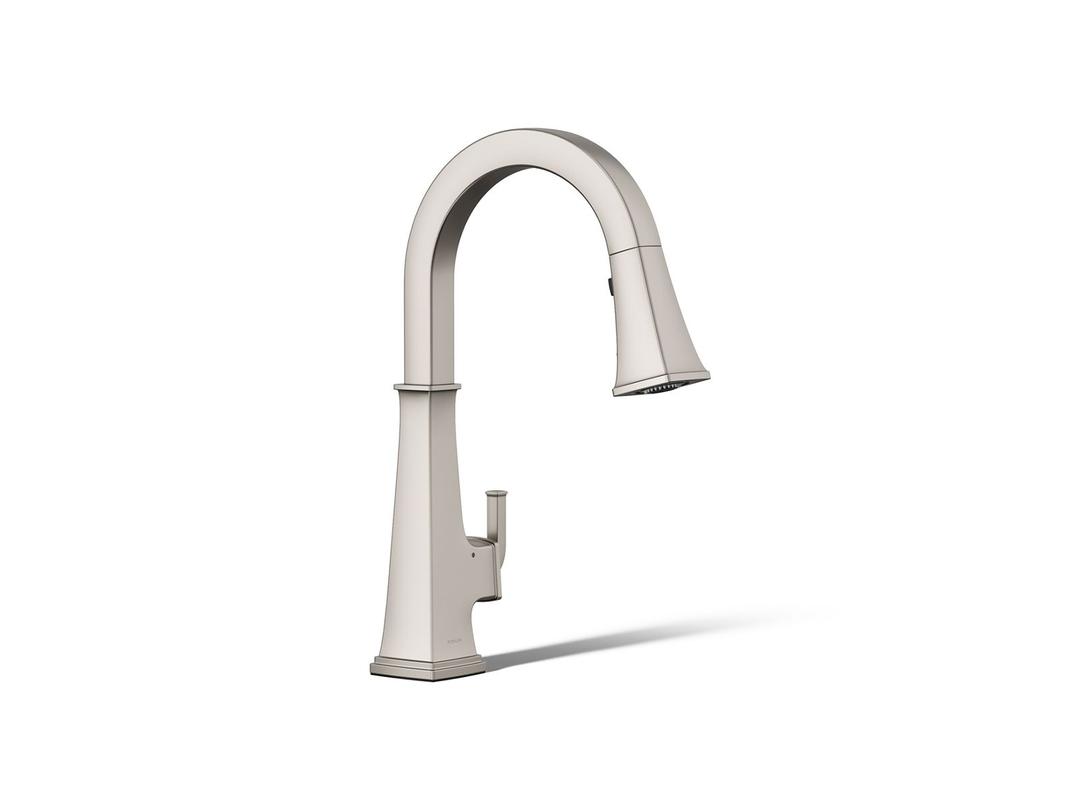 Kohler Riff Touchless pull-down kitchen sink faucet with KOHLER KonnectE and three-function sprayhead - Vibrant Stainless by Kohler