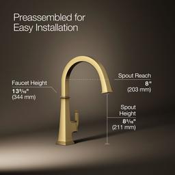 Kohler Riff Single-handle bar sink faucet - Vibrant Brushed Moderne Brass - image 3