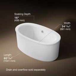 Kohler Sunstruck 60'' x 34'' freestanding bath with straight shroud - White - image 3